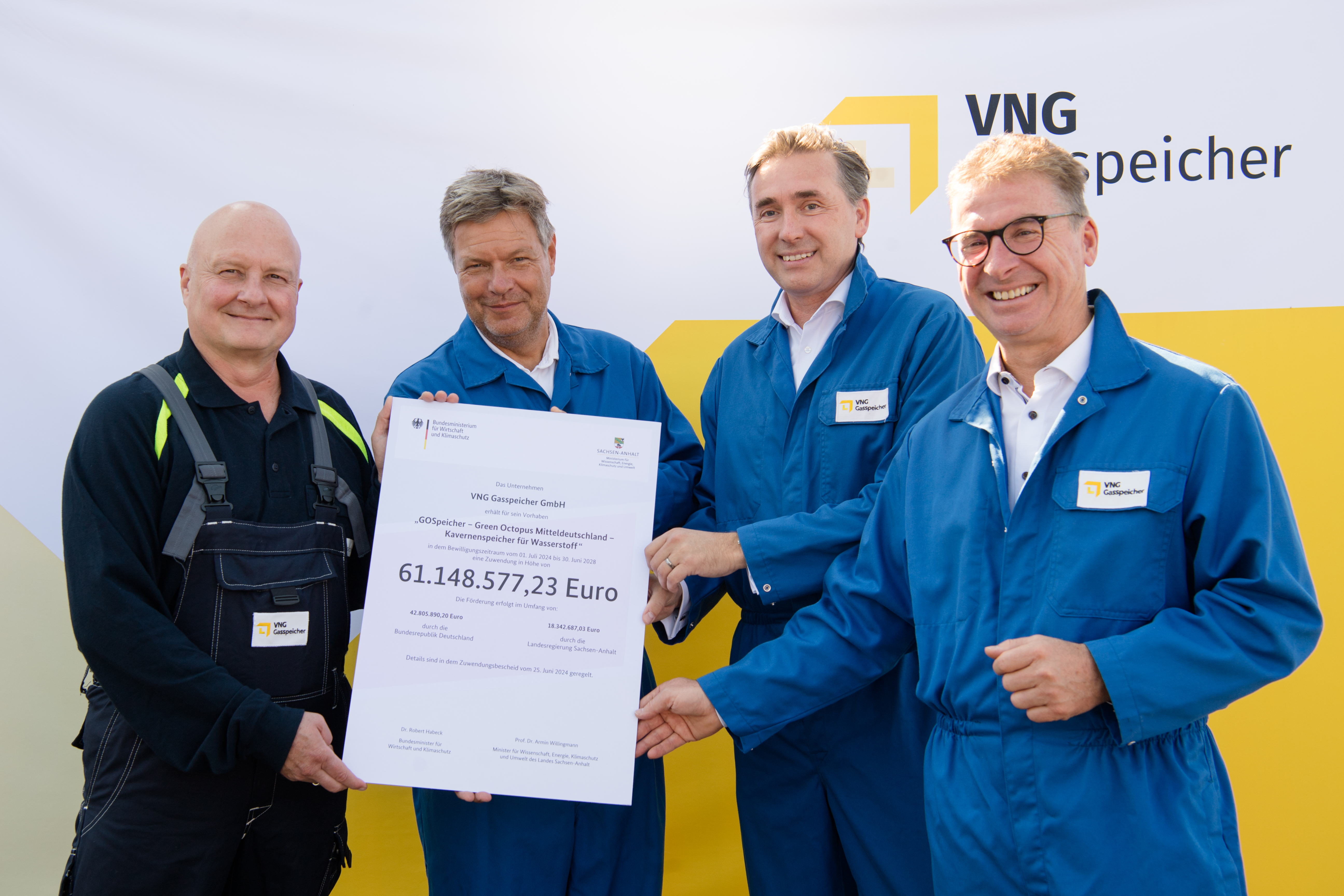 IPCEI-Fördermittelübergabe an VNG Gasspeicher GmbH für Wasserstoffprojekt GO! Speicher in Bad Lauchstädt 